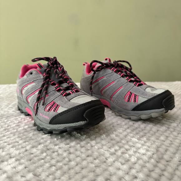 Columbia Omni-Grip Waterproof Sneakers Girls 2 Gray Pink Techlite Shoes Lace Up - Picture 1 of 14
